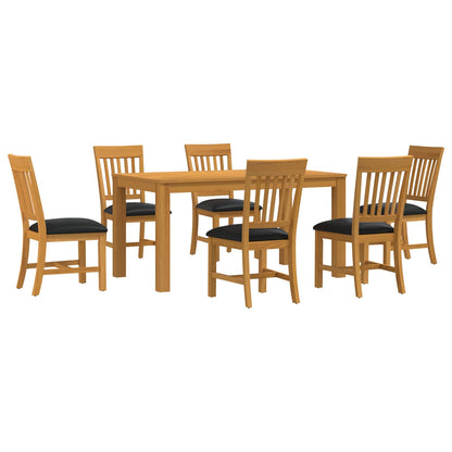 vidaXL Dining Set 7 pcs Black Solid Oak Wood 2