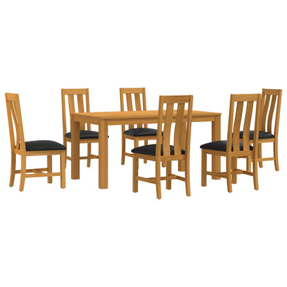 vidaXL Dining Set 7 pcs Black Solid Oak Wood 2