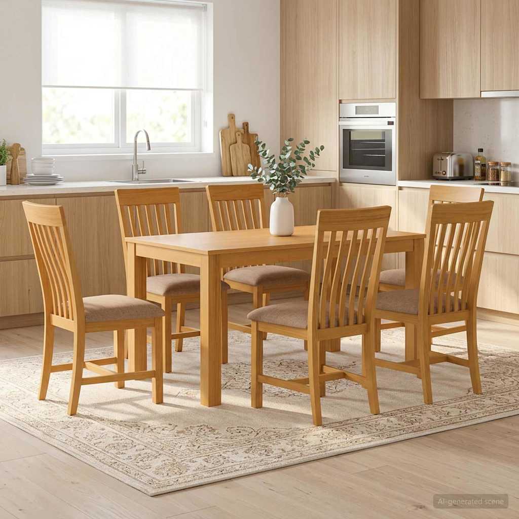 vidaXL Dining Set 7 pcs Grey Solid Oak Wood 1