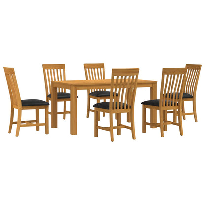 vidaXL Dining Set 7 pcs Black Solid Oak Wood 2