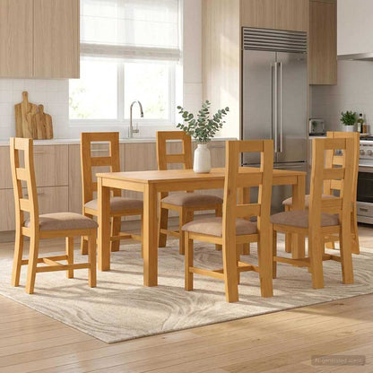 vidaXL Dining Set 7 pcs Grey Solid Oak Wood 1