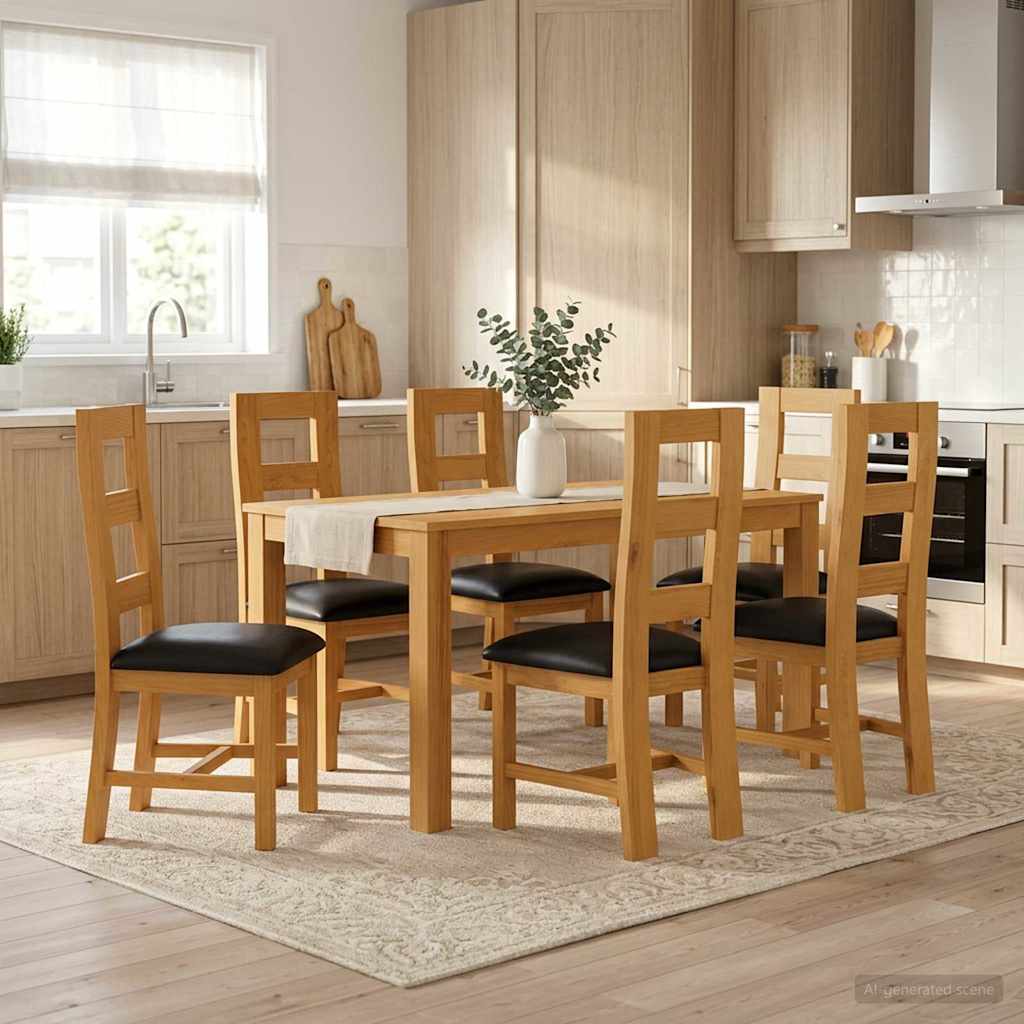 vidaXL Dining Set 7 pcs Black Solid Oak Wood 1