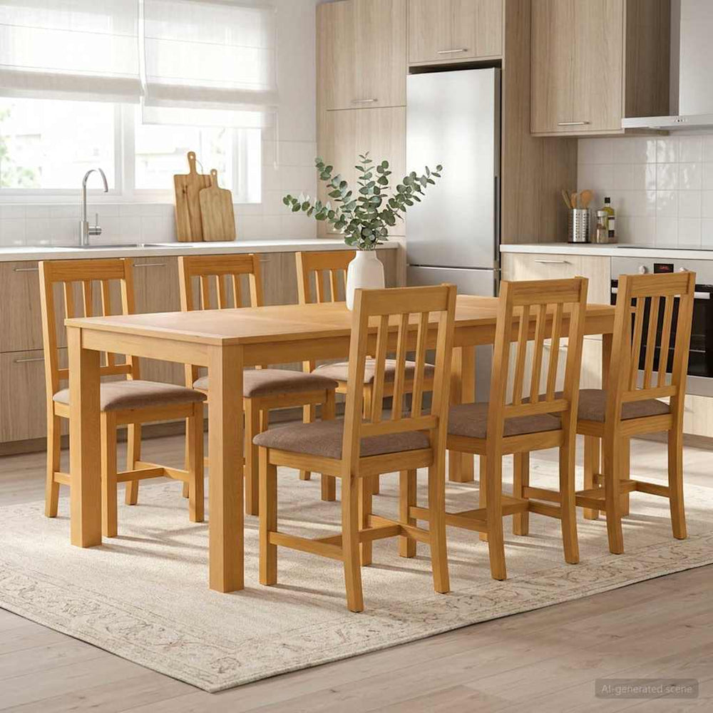 vidaXL Dining Set 7 pcs Grey Solid Oak Wood