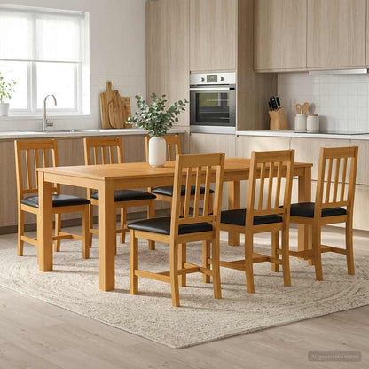 vidaXL Dining Set 7 pcs Black Solid Oak Wood 1