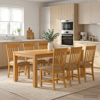 vidaXL Dining Set 7 pcs Beige Solid Oak Wood 1
