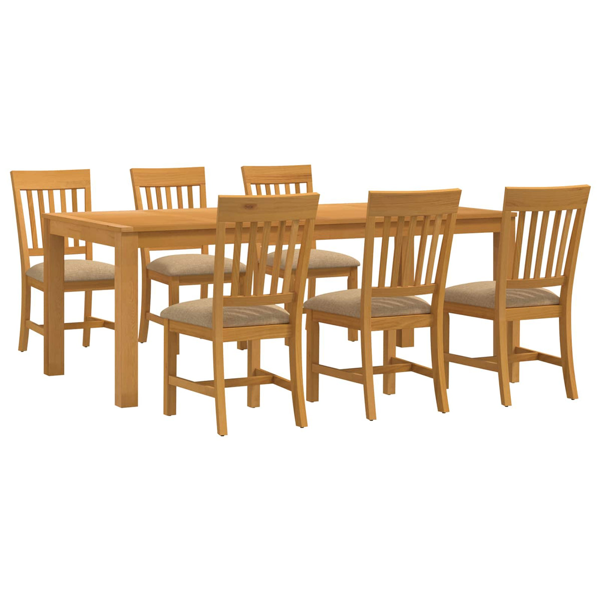 vidaXL Dining Set 7 pcs Beige Solid Oak Wood 2