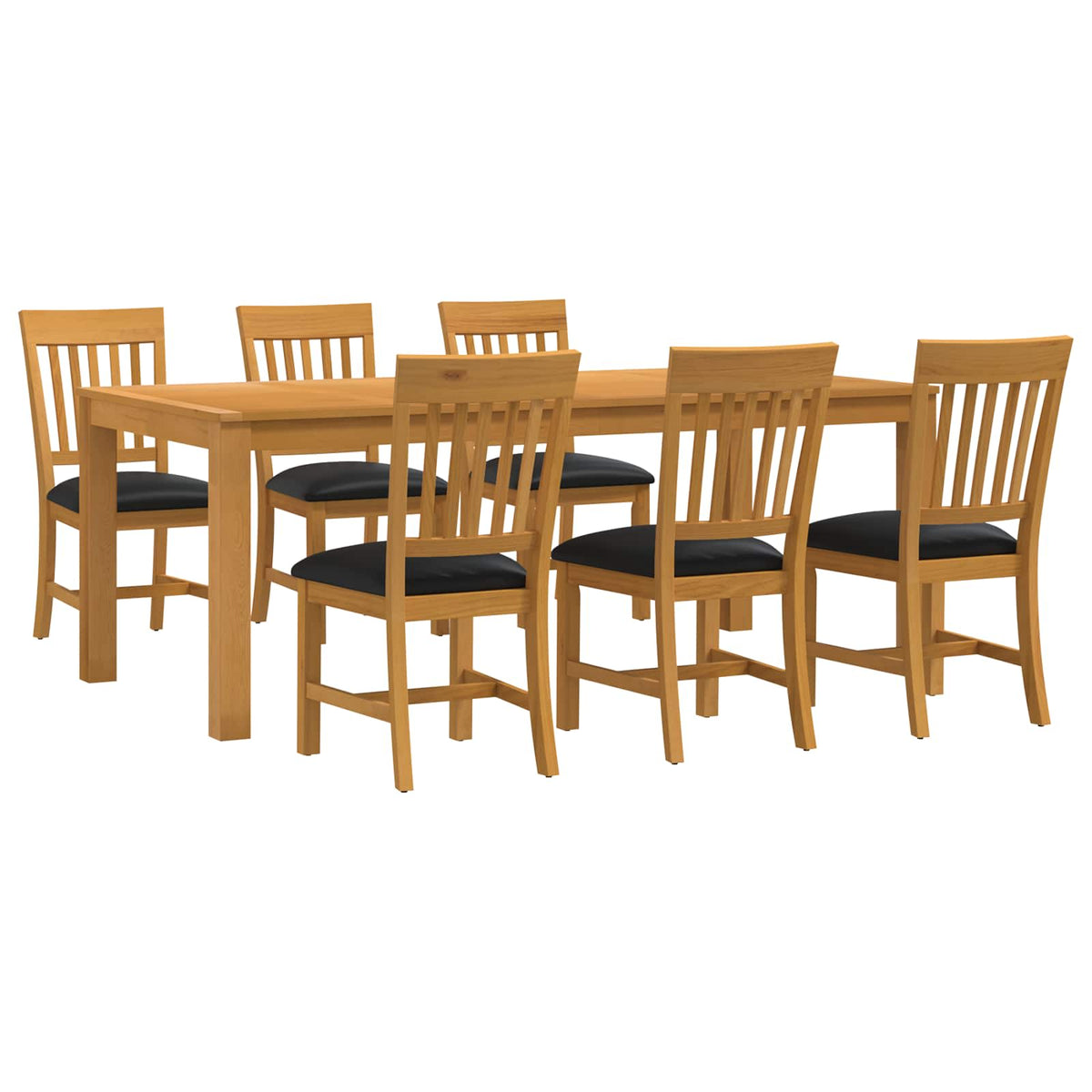 vidaXL Dining Set 7 pcs Black Solid Oak Wood 2