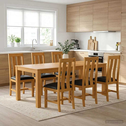 vidaXL Dining Set 7 pcs Black Solid Oak Wood 1