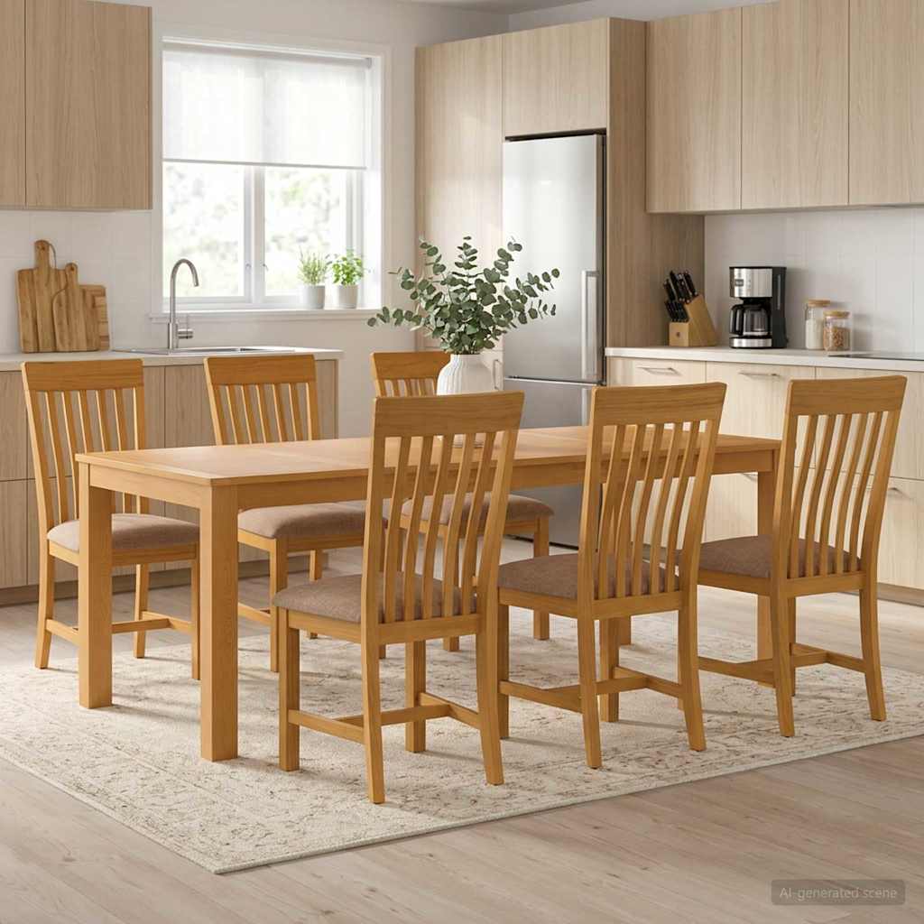 vidaXL Dining Set 7 pcs Grey Solid Oak Wood 1