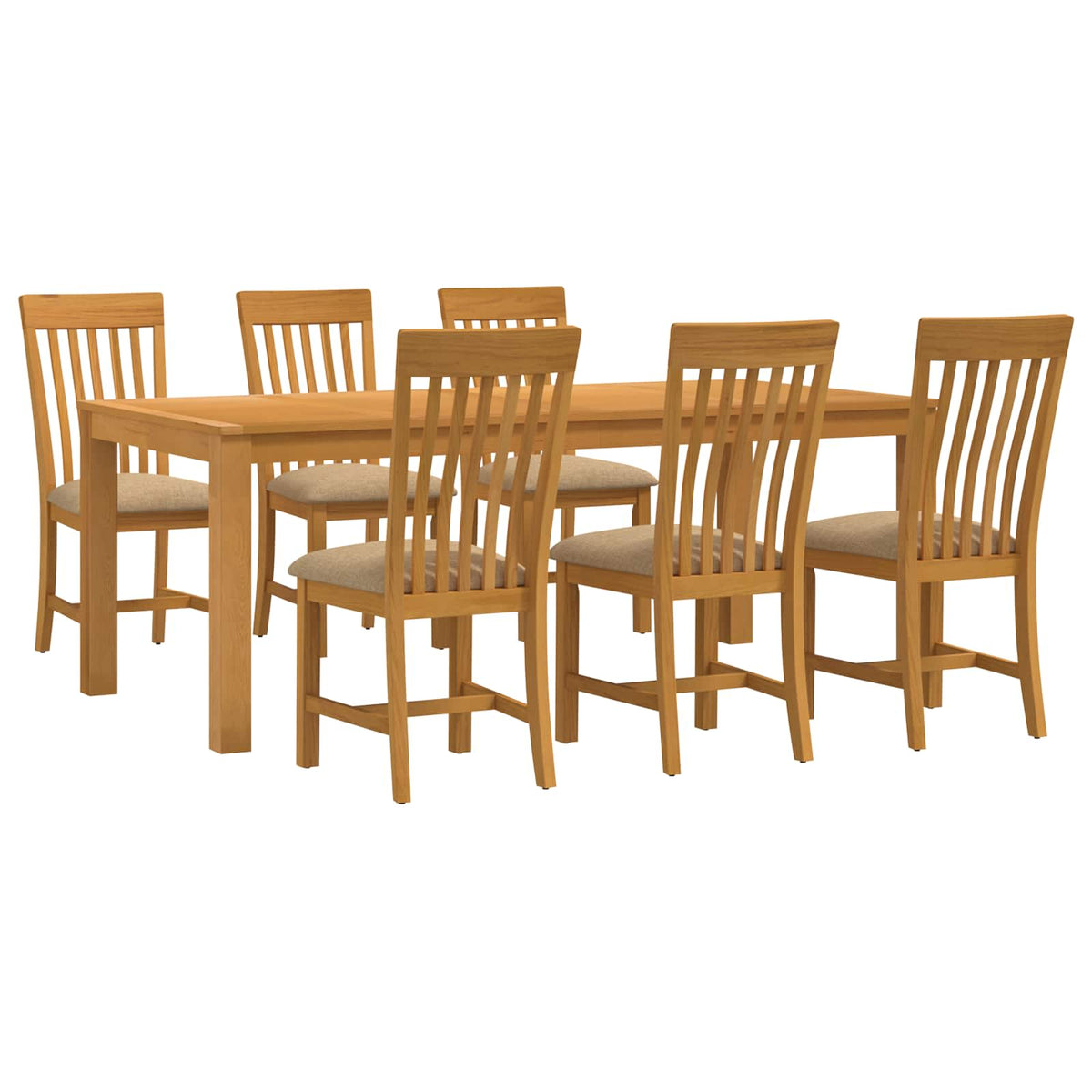 Dining Set RIJSWIJK 5 pcs Solid Oak Wood Beige 200 cm 100 cm Table + 6x chair