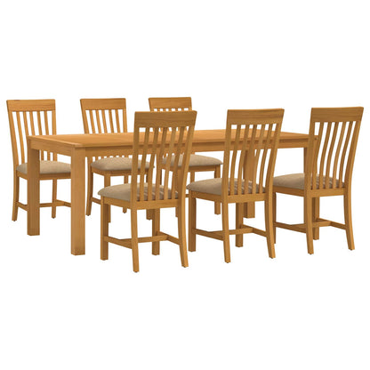 Dining Set RIJSWIJK 5 pcs Solid Oak Wood Beige 200 cm 100 cm Table + 6x chair