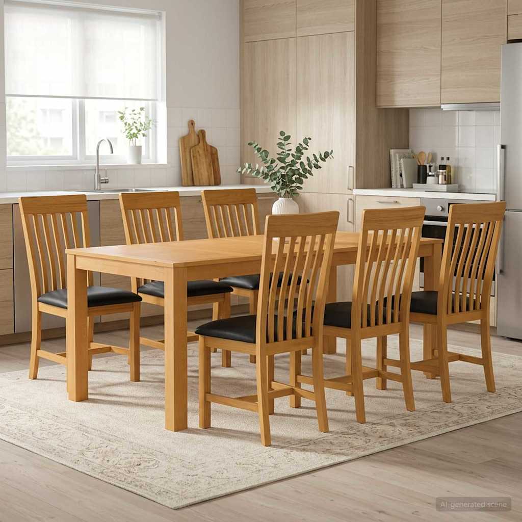 vidaXL Dining Set 7 pcs Black Solid Oak Wood 1