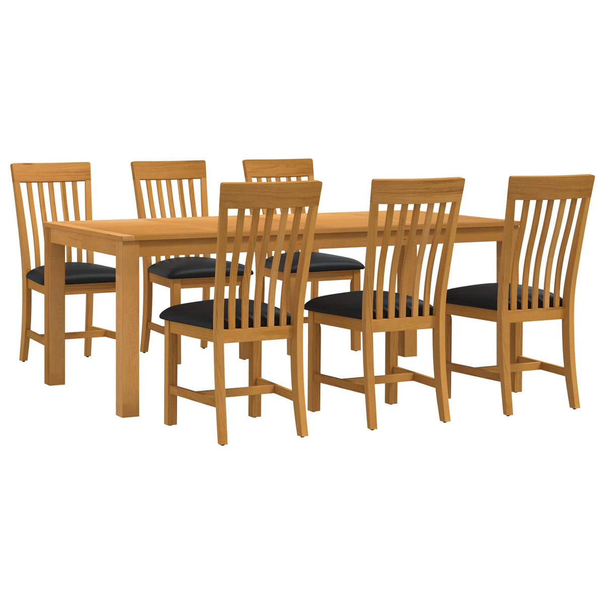 vidaXL Dining Set 7 pcs Black Solid Oak Wood 2