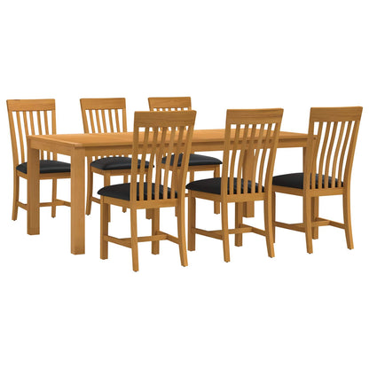 vidaXL Dining Set 7 pcs Black Solid Oak Wood 2