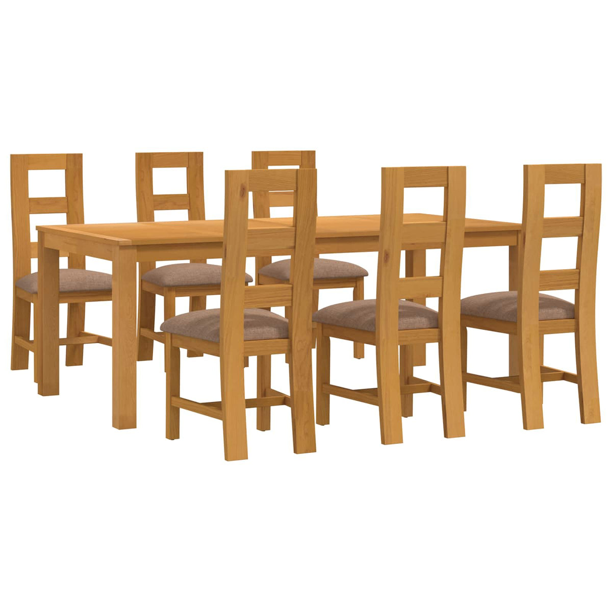 vidaXL Dining Set 7 pcs Grey Solid Oak Wood 2