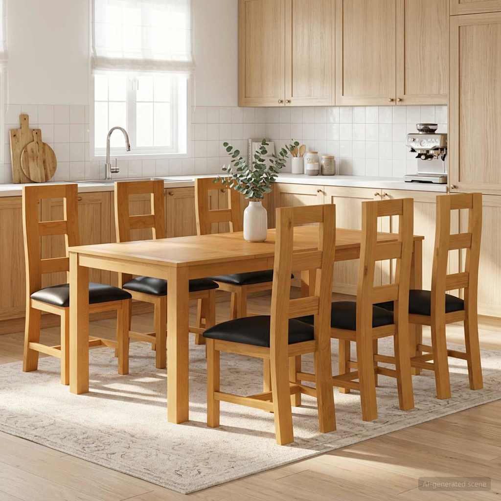 vidaXL Dining Set 7 pcs Black Solid Oak Wood 1