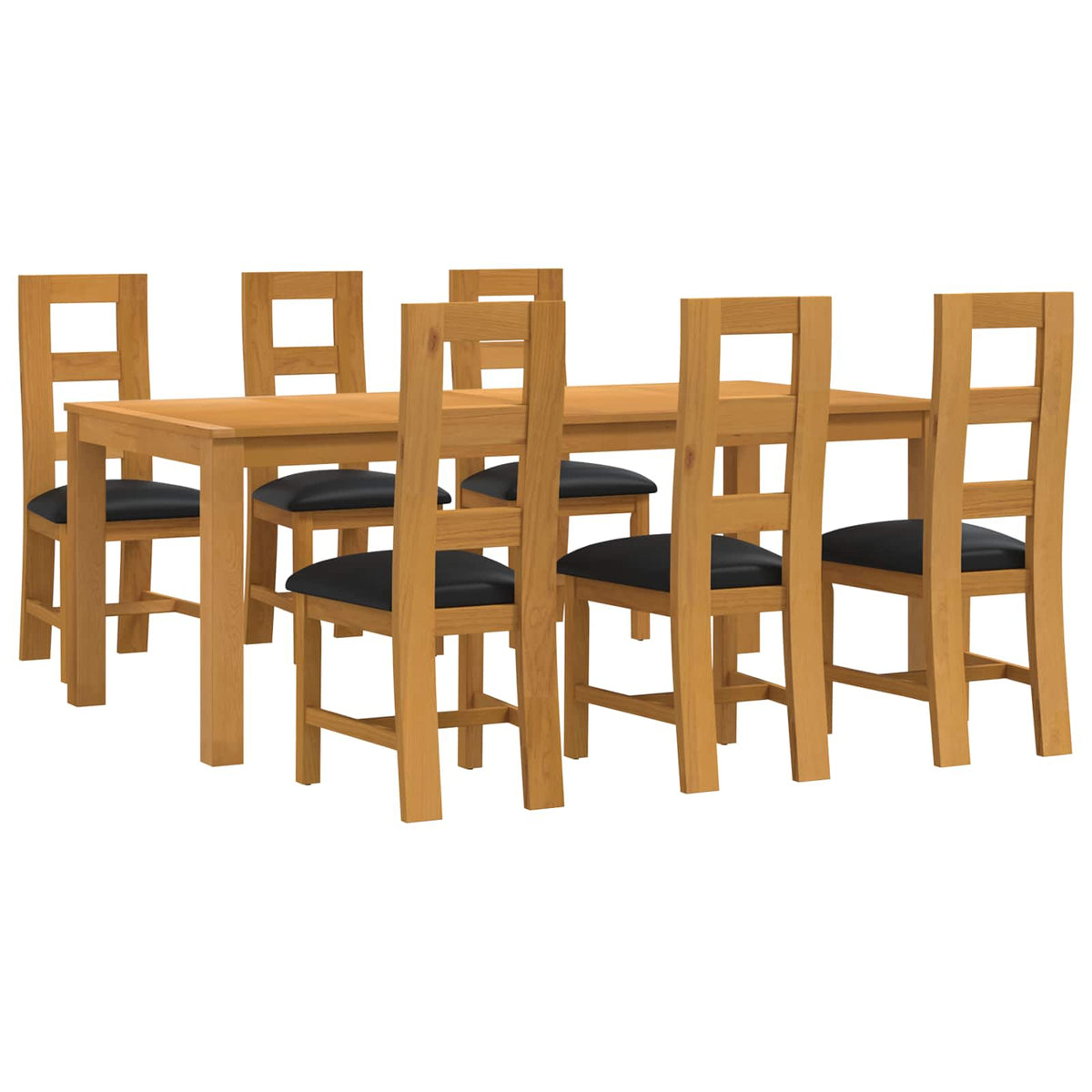 vidaXL Dining Set 7 pcs Black Solid Oak Wood 2