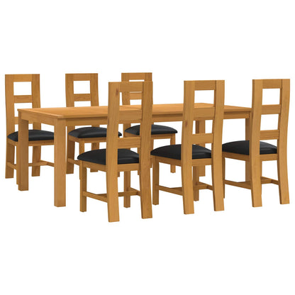 vidaXL Dining Set 7 pcs Black Solid Oak Wood 2