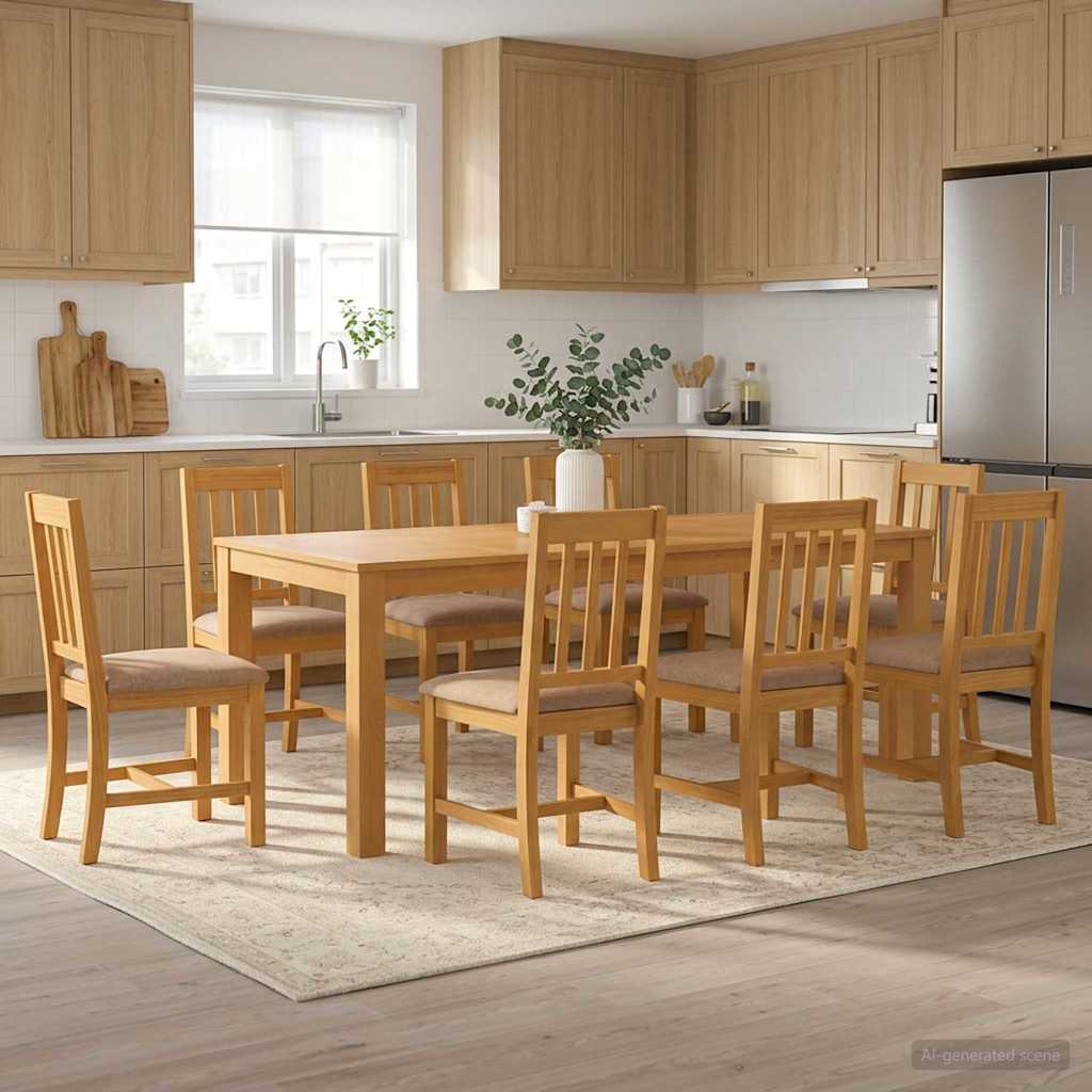 vidaXL Dining Set 9 pcs Grey Solid Oak Wood 1