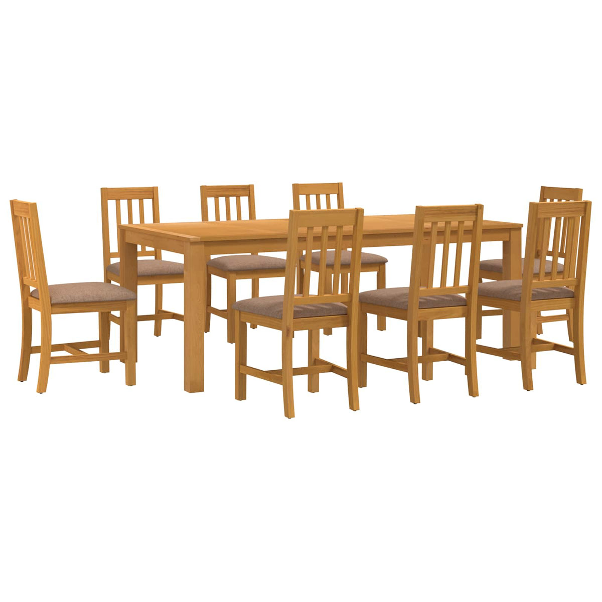 vidaXL Dining Set 9 pcs Grey Solid Oak Wood 2