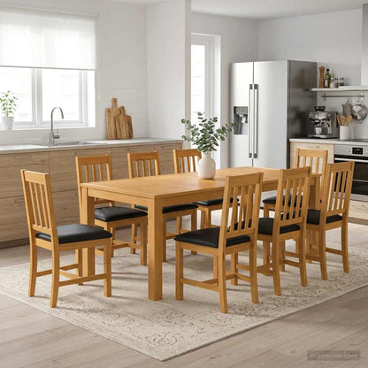 vidaXL Dining Set 9 pcs Black Solid Oak Wood 1