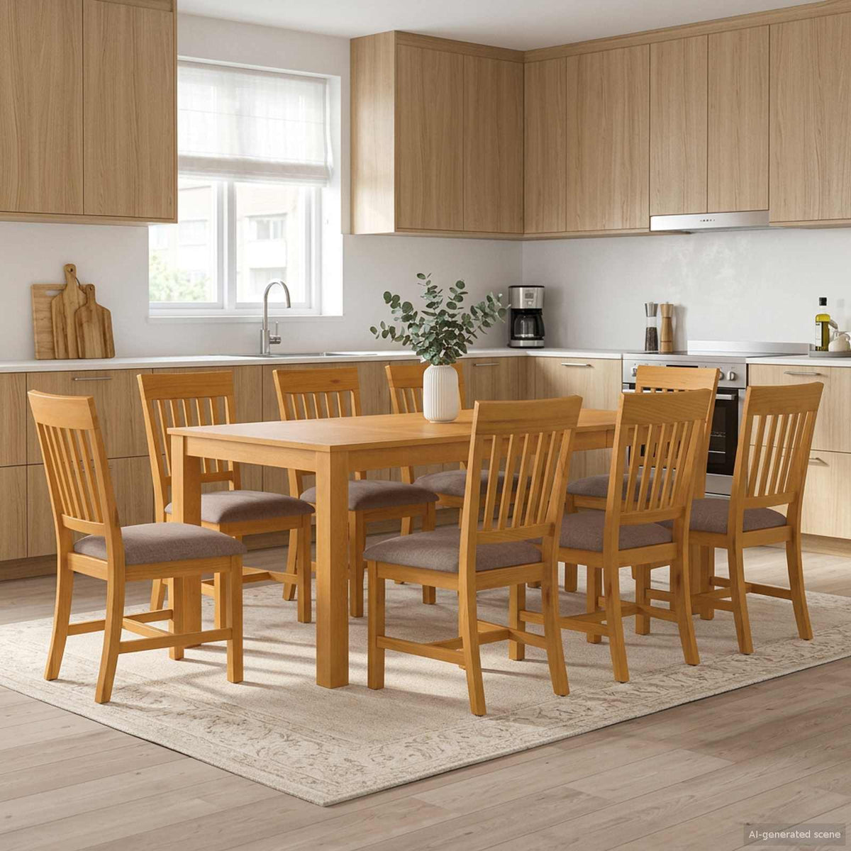 Dining Set 7 pcs Solid Oak Wood Grey 200 cm 100 cm Table + 8x chair
