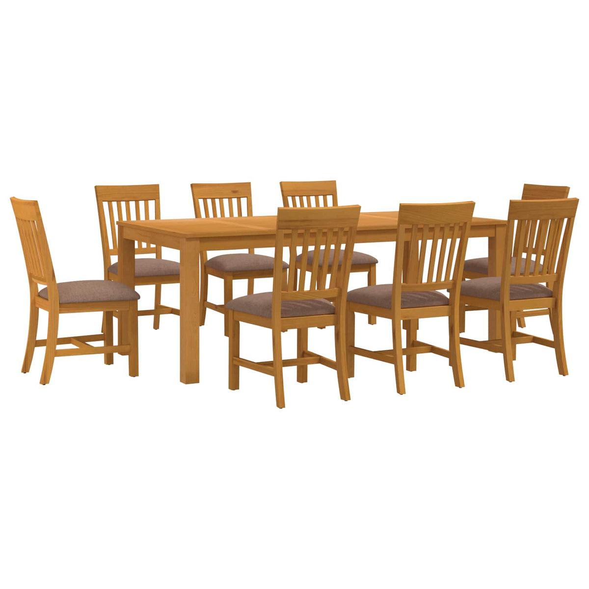 Dining Set 7 pcs Solid Oak Wood Grey 200 cm 100 cm Table + 8x chair
