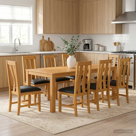 vidaXL Dining Set 9 pcs Black Solid Oak Wood 1