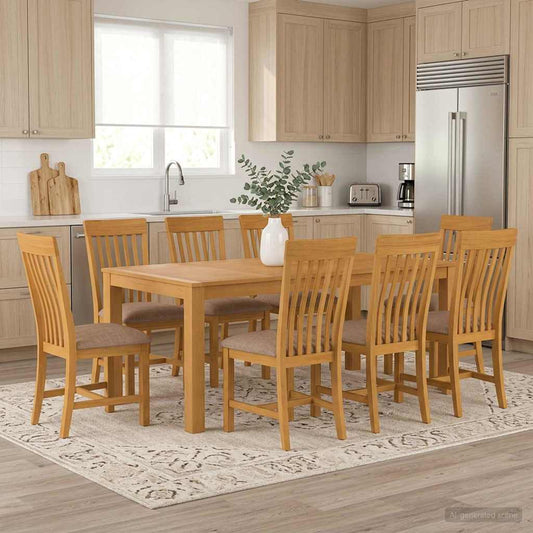 vidaXL Dining Set 9 pcs Grey Solid Oak Wood 1