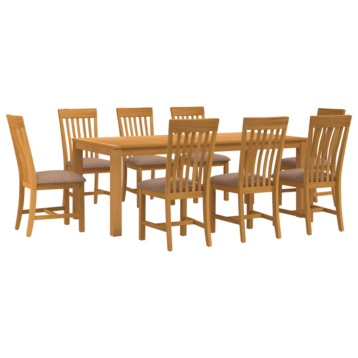 vidaXL Dining Set 9 pcs Grey Solid Oak Wood 2