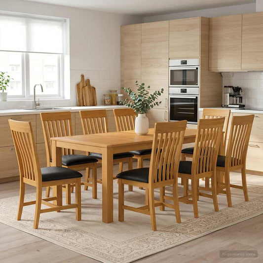 vidaXL Dining Set 9 pcs Black Solid Oak Wood 1