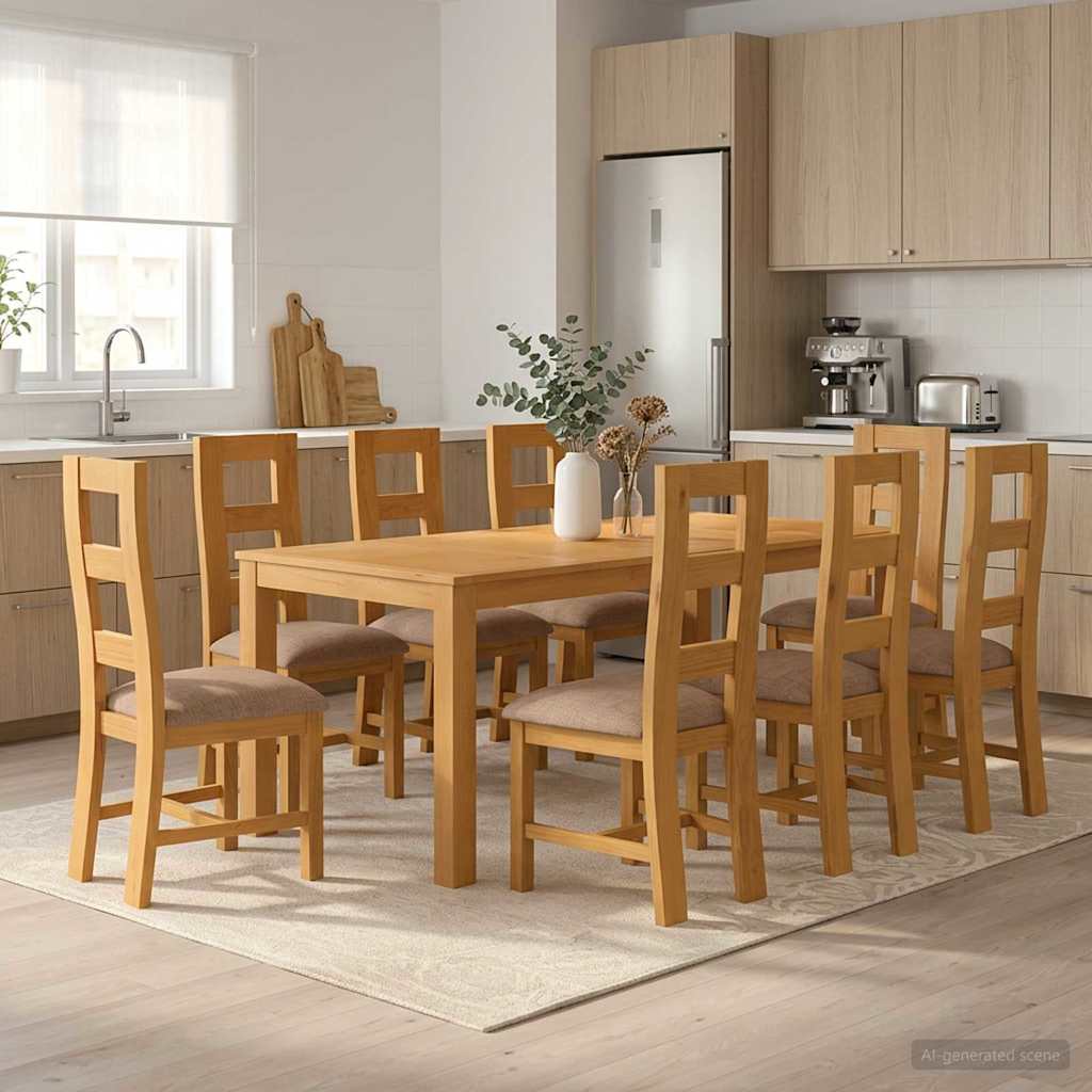 vidaXL Dining Set 9 pcs Grey Solid Oak Wood 1