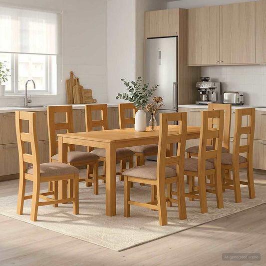 vidaXL Dining Set 9 pcs Grey Solid Oak Wood 1