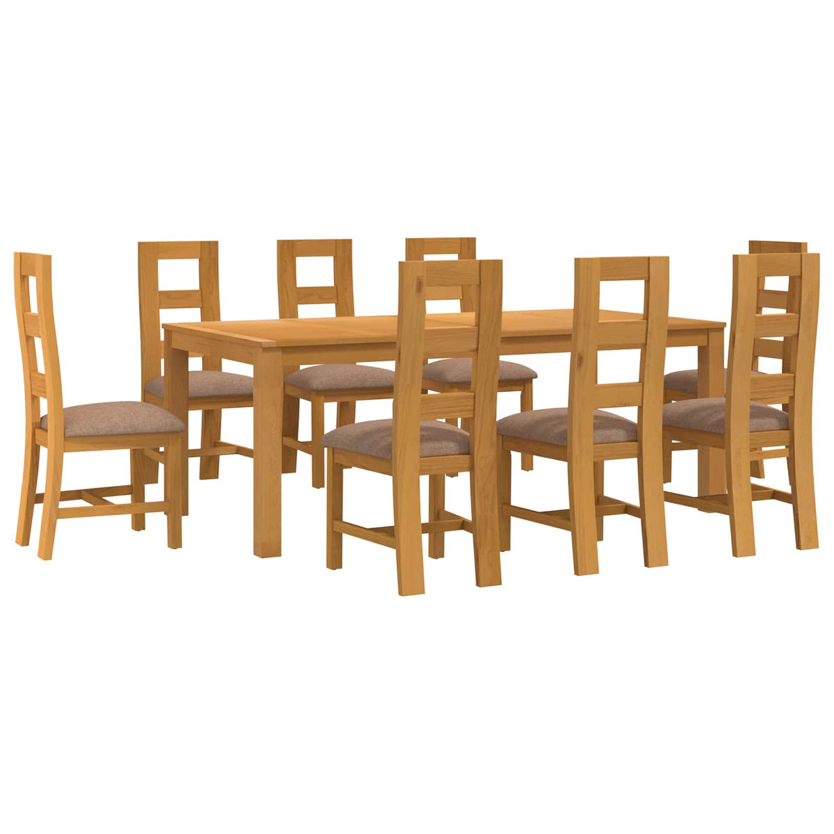 vidaXL Dining Set 9 pcs Grey Solid Oak Wood 2
