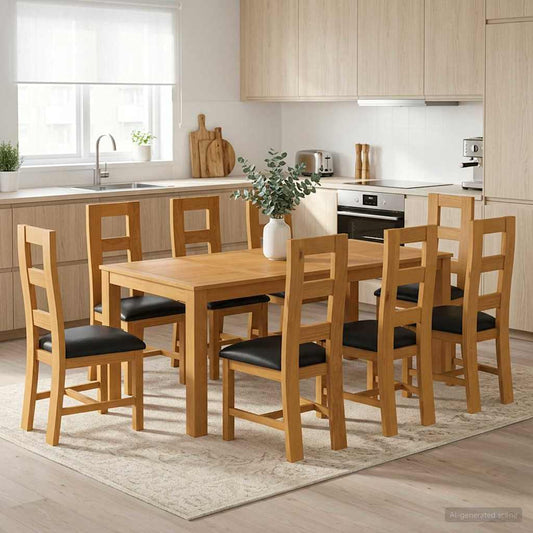 vidaXL Dining Set 9 pcs Black Solid Oak Wood 1