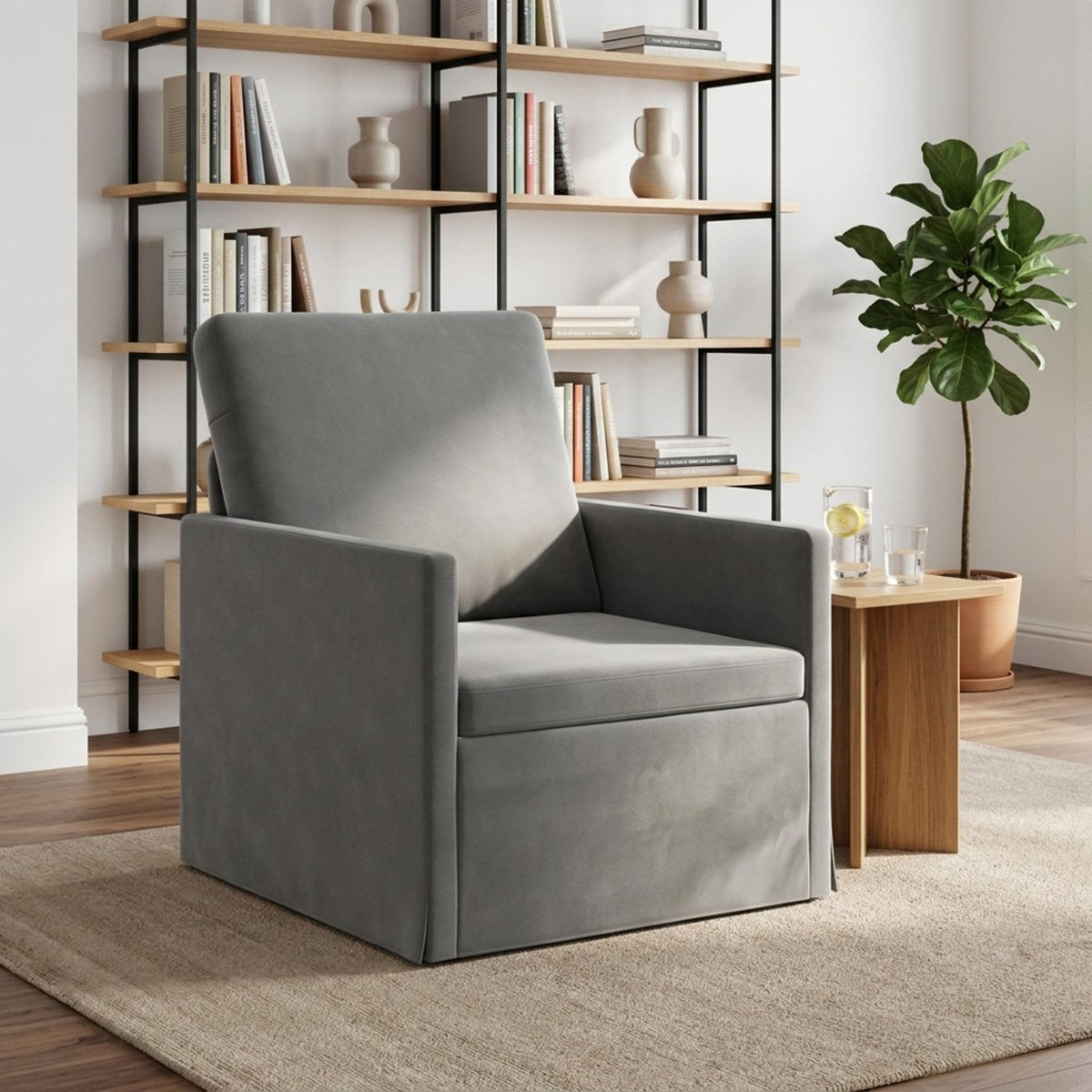 Armchair 70 x 81 x 82 cm Velvet 60 cm Dark grey