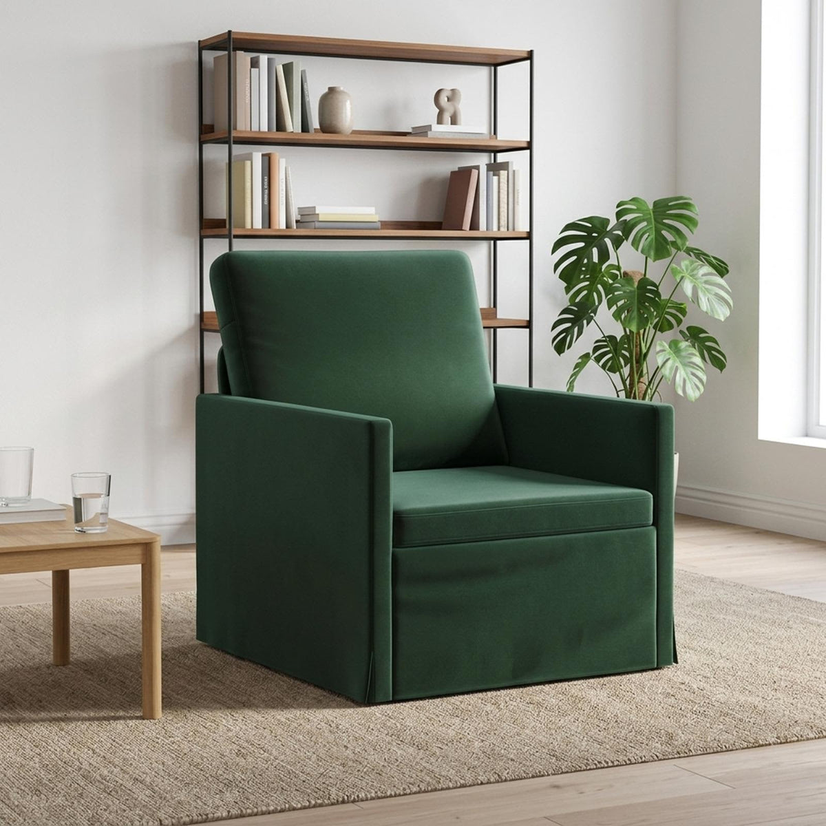 Armchair 70 x 81 x 82 cm Velvet 60 cm Dark green