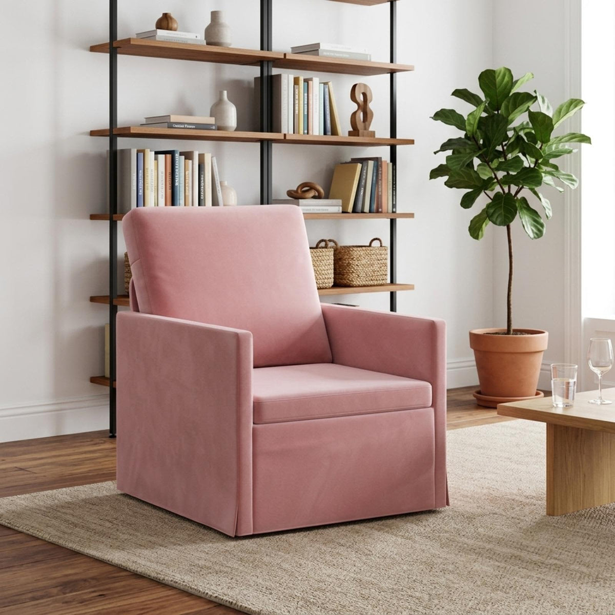 Armchair 70 x 81 x 82 cm Velvet 60 cm Pink