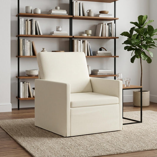 Armchair 70 x 81 x 82 cm Corduroy Fabric 60 cm Cream