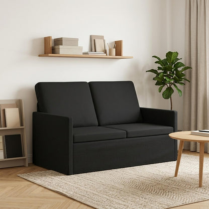 2 Seater Sofa 130 x 81 x 82 cm Fabric 120 cm Black