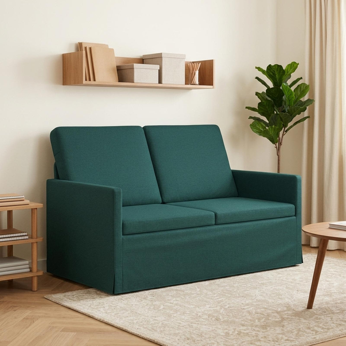 2 Seater Sofa 130 x 81 x 82 cm Fabric 120 cm Dark green