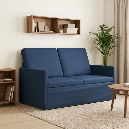 2 Seater Sofa 130 x 81 x 82 cm Fabric 120 cm Blue