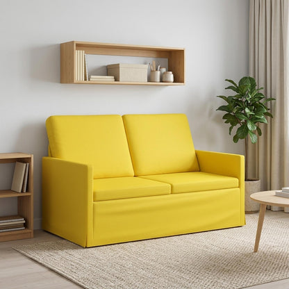 2 Seater Sofa 130 x 81 x 82 cm Fabric 120 cm Light yellow