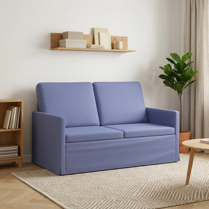 2 Seater Sofa 130 x 81 x 82 cm Fabric 120 cm Jeans blue