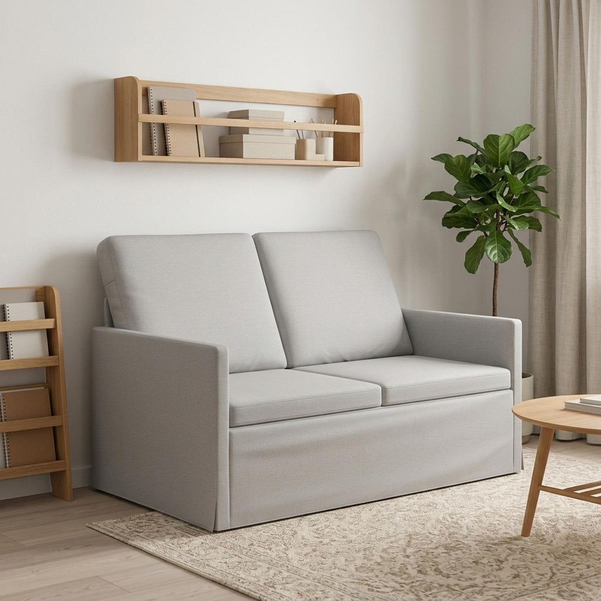 2 Seater Sofa 130 x 81 x 82 cm Fabric 120 cm Cloud grey
