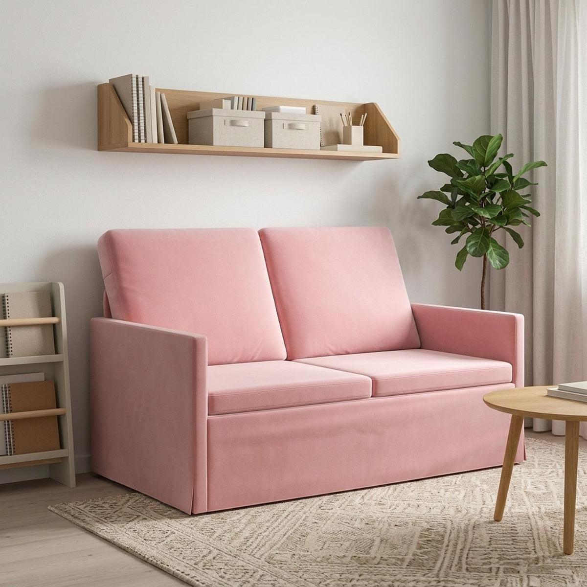 2 Seater Sofa 130 x 81 x 82 cm Velvet 120 cm Pink