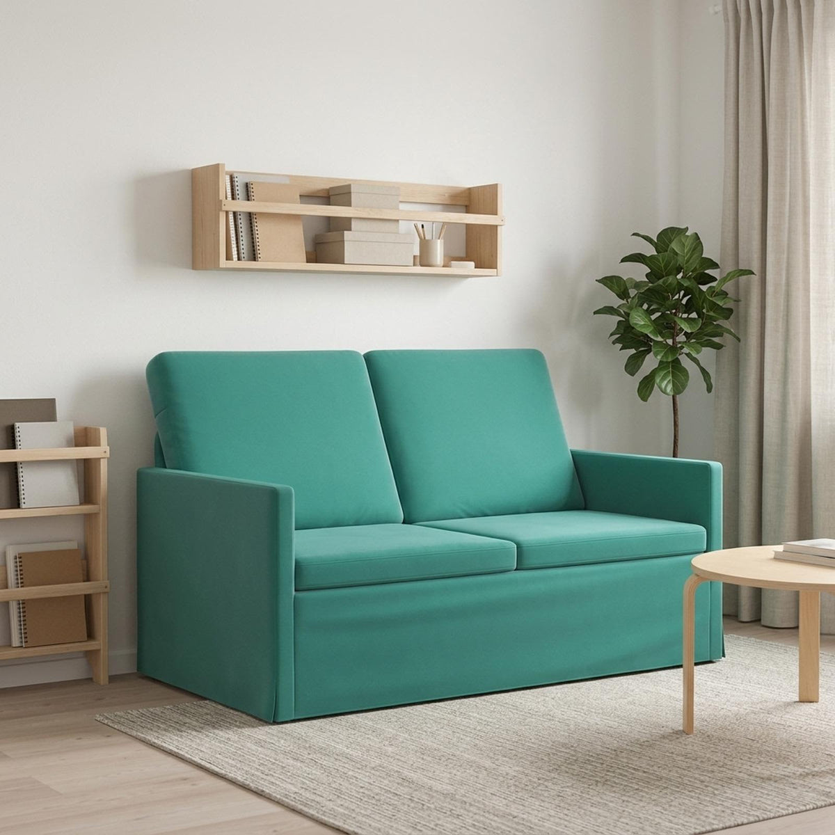 2 Seater Sofa 130 x 81 x 82 cm Velvet 120 cm Turquoise