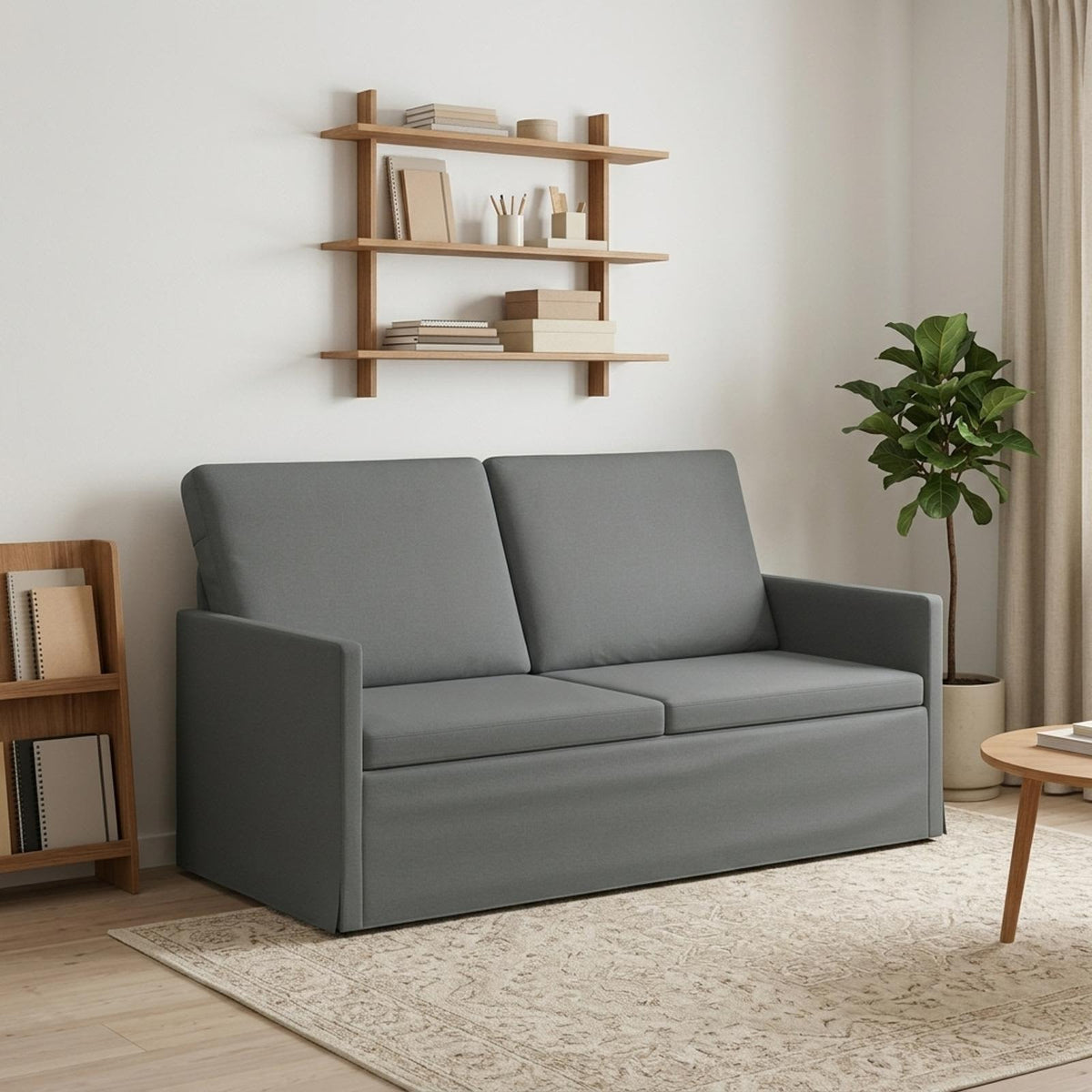 2 Seater Sofa 150 x 81 x 82 cm Fabric 140 cm Dark grey