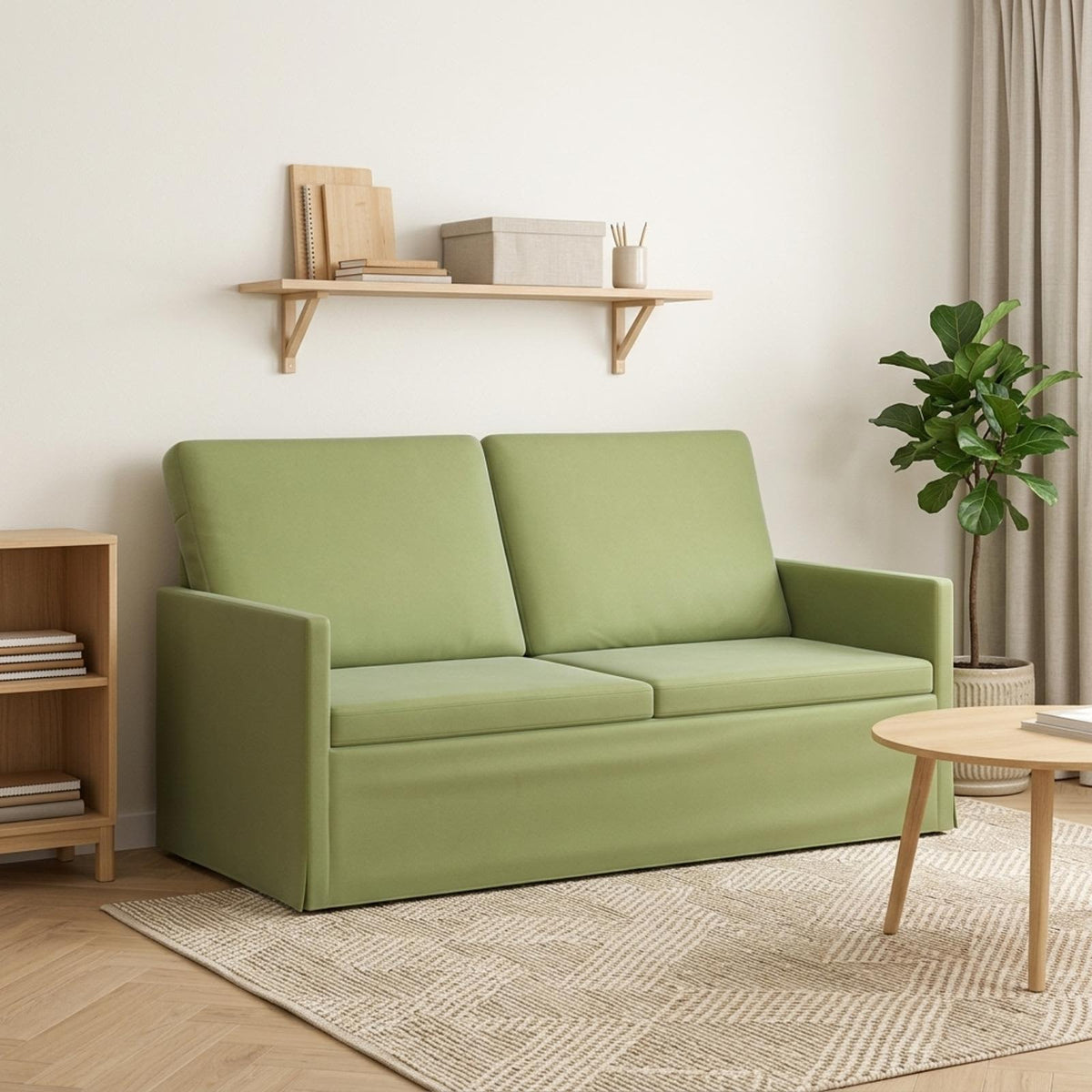 2 Seater Sofa 150 x 81 x 82 cm Velvet 140 cm Light green