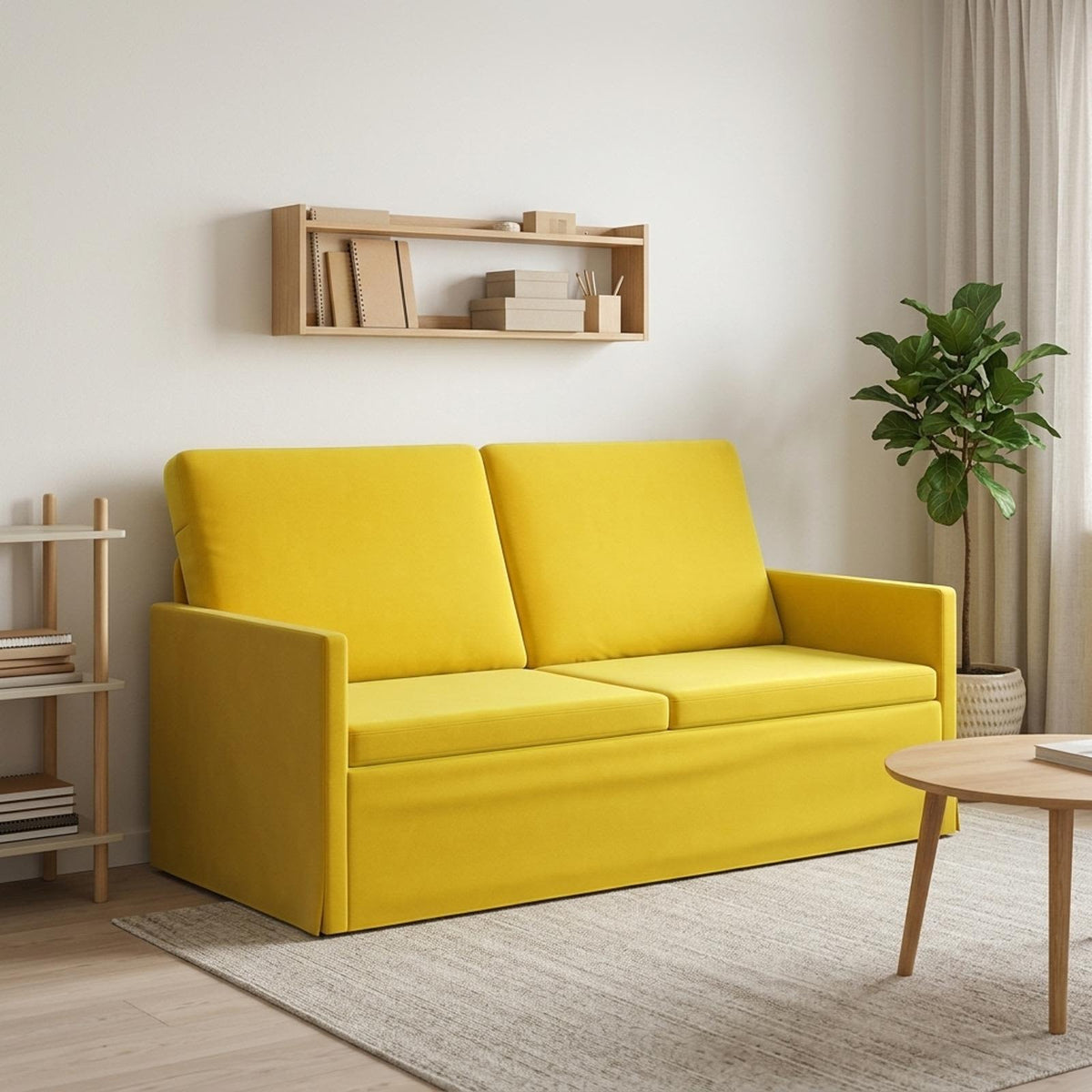 2 Seater Sofa 150 x 81 x 82 cm Velvet 140 cm Yellow